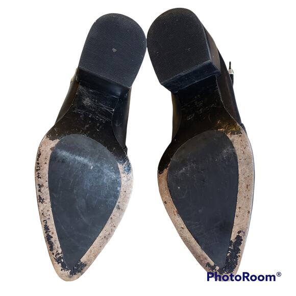 Rachel Zoe Boots Ankle Womens 8.5 Liam Buckle Leather Moto Pointed Toe Booties - Picture 9 of 12